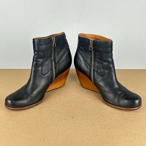 Kork-Ease Michelle Wedge Ankle Boots Booties Womens 6.5 Black Brown Side Zip - Picture 6 of 10